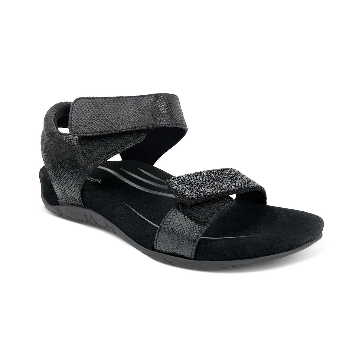 Maria Studded Quarter Strap - Jeweled Black