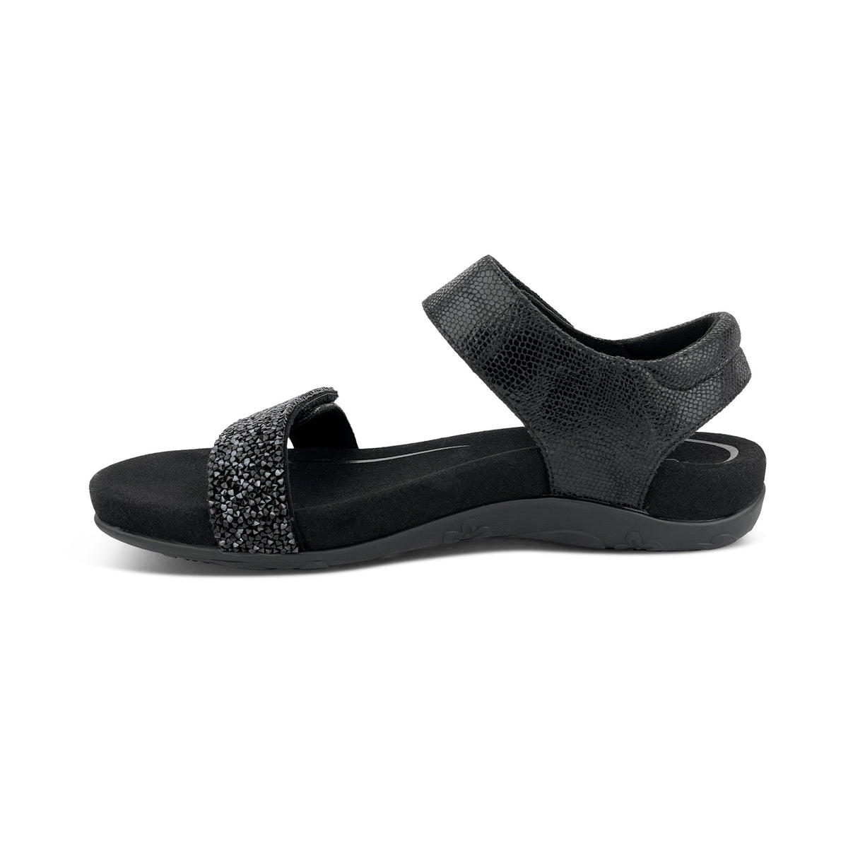Maria Studded Quarter Strap - Jeweled Black