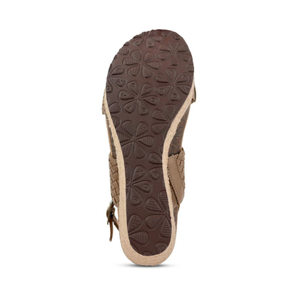Summer Woven Quarter Strap Wedge - Taupe