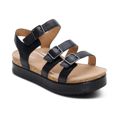 Aria Arch Support Platform Sandal - Black