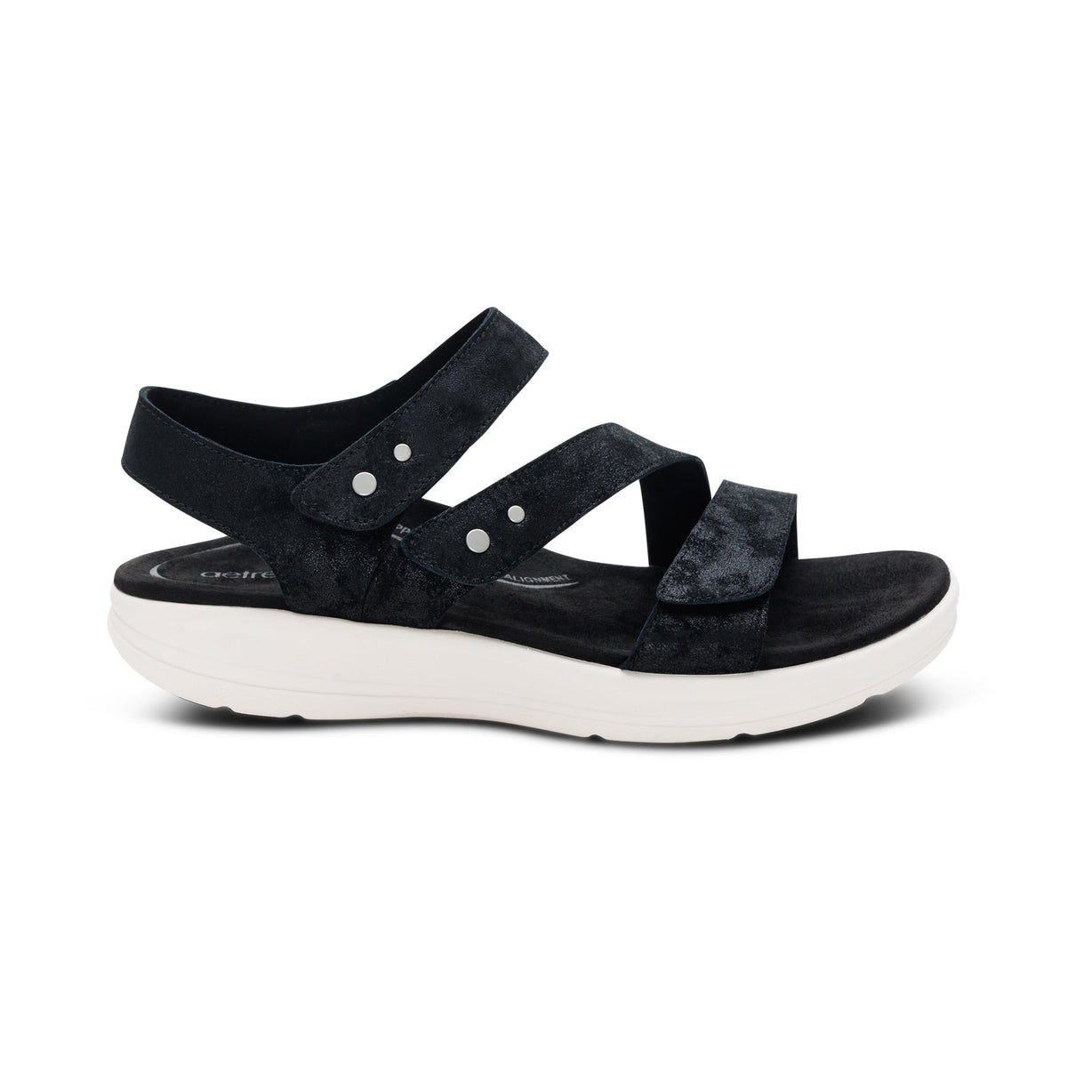 Savannah Adjustable Quarter Strap Sandal - Black