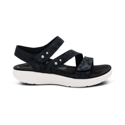 Savannah Adjustable Quarter Strap Sandal - Black