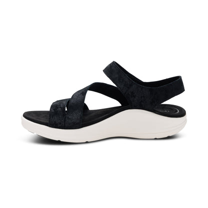 Savannah Adjustable Quarter Strap Sandal - Black