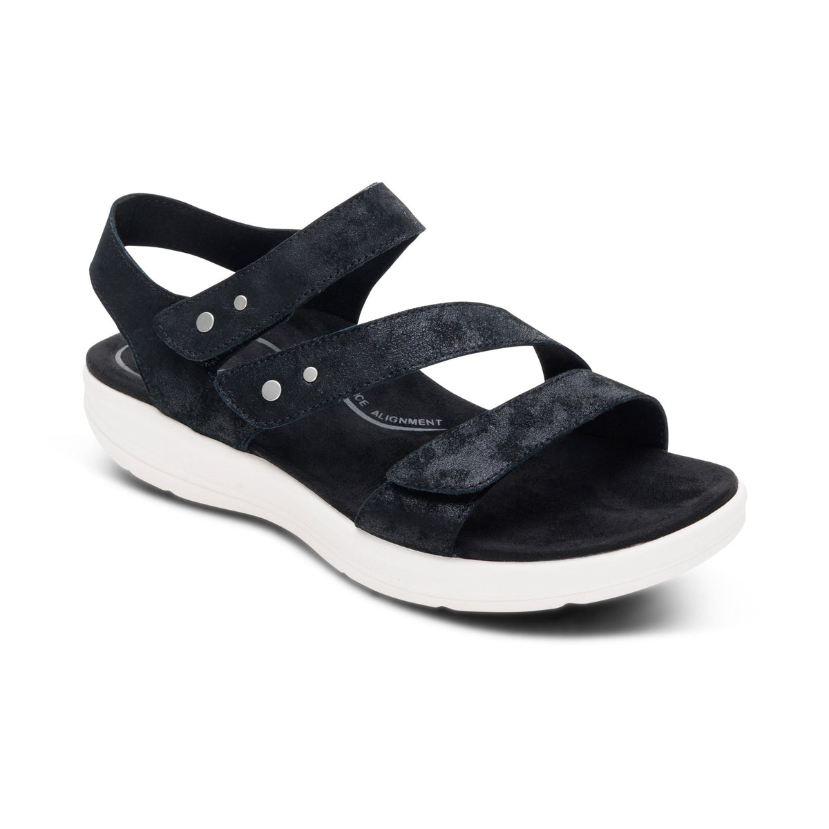 Savannah Adjustable Quarter Strap Sandal - Black