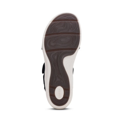 Savannah Adjustable Quarter Strap Sandal - Black