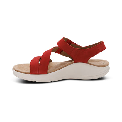 Savannah Adjustable Quarter Strap Sandal - Red