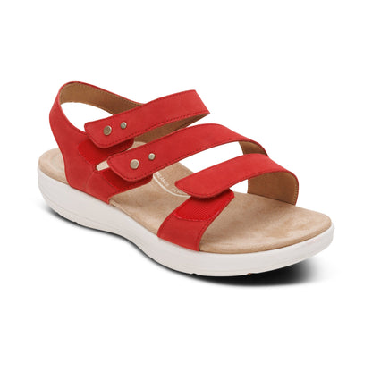 Savannah Adjustable Quarter Strap Sandal - Red