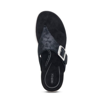Donna Adjustable Thong Sandal - Black