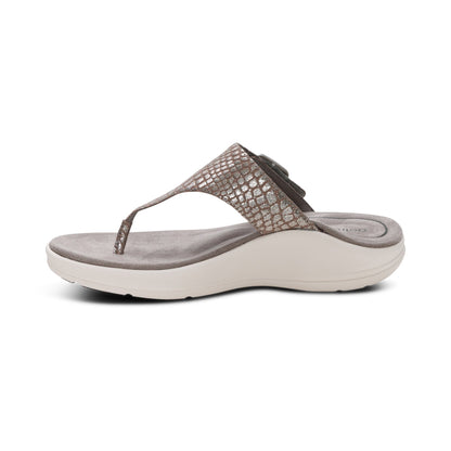 Donna Adjustable Thong Sandal - Pewter Metallic