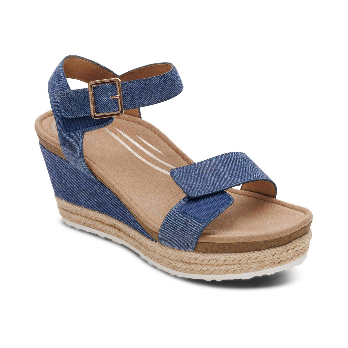 Sydney Quarter Strap Espadrille Wedge - Denim