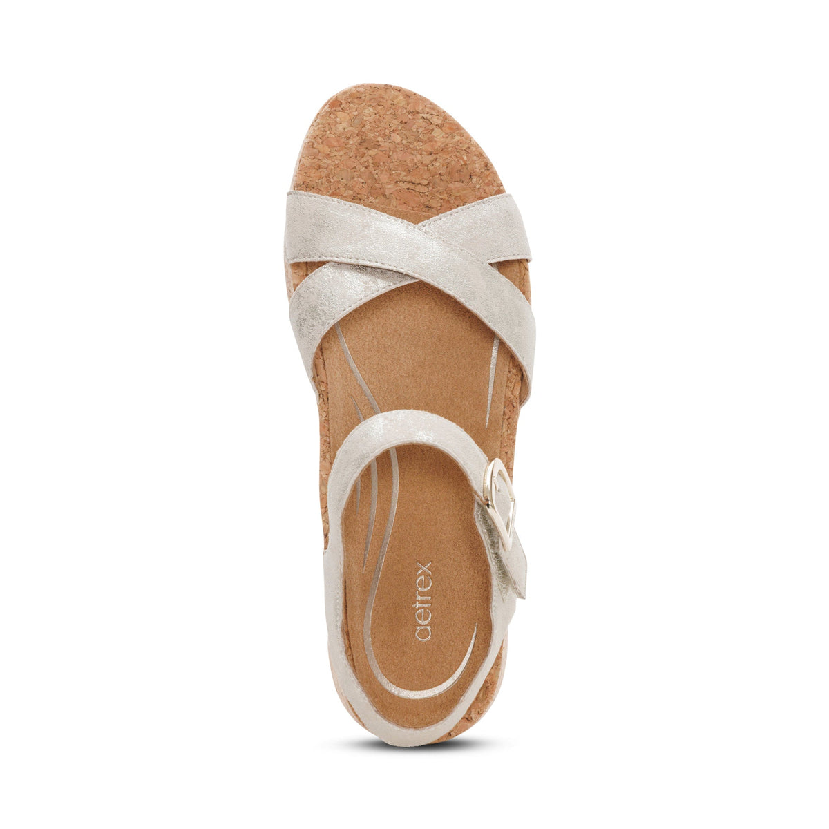 Flora Adjustable Quarter Strap Wedge  - Champagne