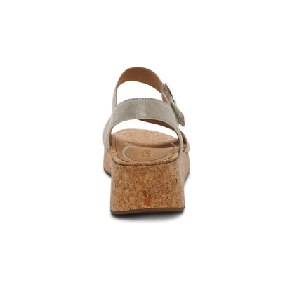 Flora Adjustable Quarter Strap Wedge  - Champagne
