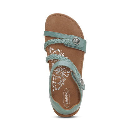 Jillian Braided Quarter Strap Sandal - Sage