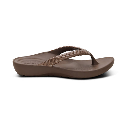 Vicki Braided Thong Sandal - Bronze Gloss