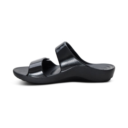 Kaia Two Band Slide - Black Gloss