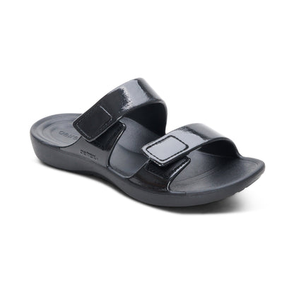 Kaia Two Band Slide - Black Gloss
