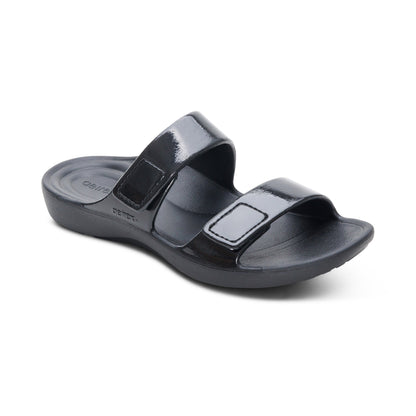 Kaia Two Band Slide - Black Gloss