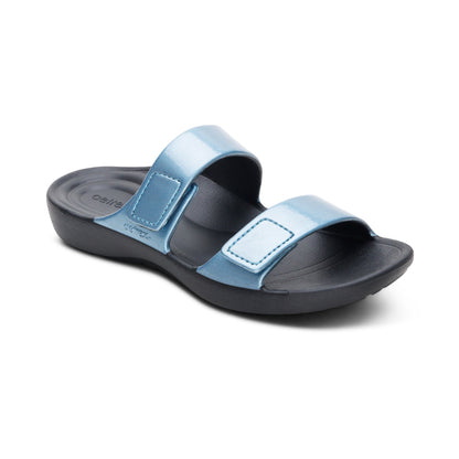 Kaia Two Band Slide - Blue Pearlized