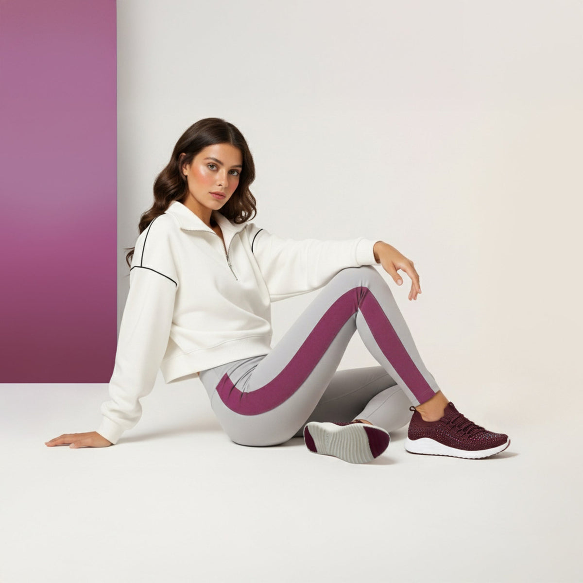Carly Arch Support Sneaker - Wine Sparkle