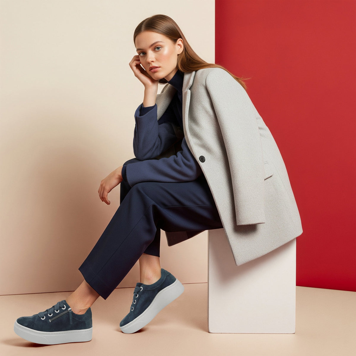 Aubrey Arch Support Platform Sneaker - Navy