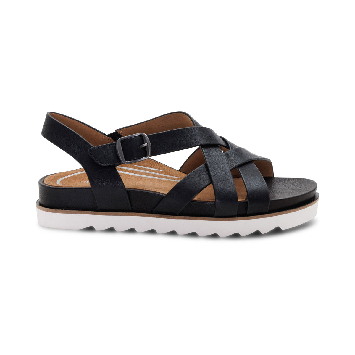 Carmen Cross Band Adjustable Sandal - Black