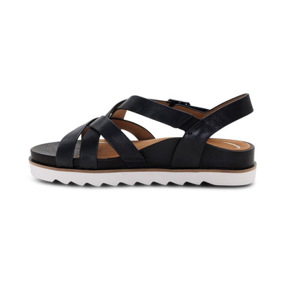 Carmen Cross Band Adjustable Sandal - Black