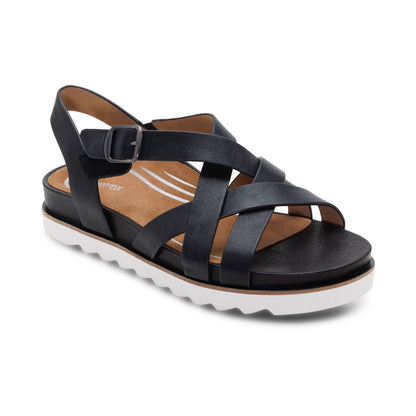 Carmen Cross Band Adjustable Sandal - Black