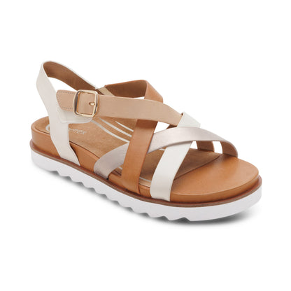 Carmen Cross Band Adjustable Sandal - Champagne Multi