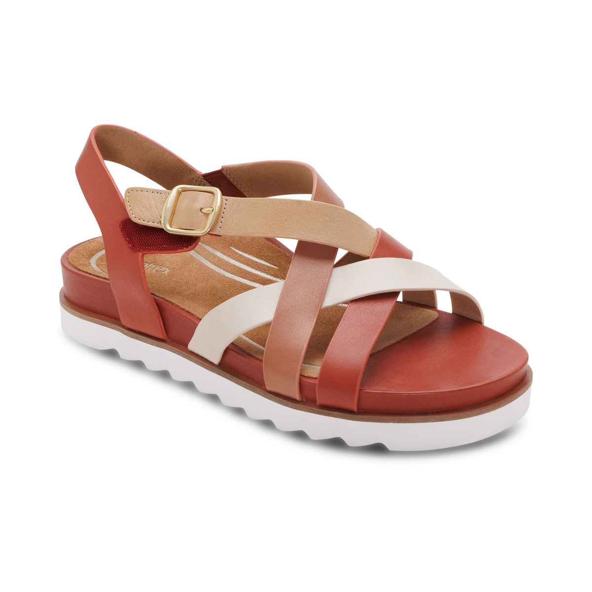 Carmen Cross Band Adjustable Sandal - Terracotta Multi