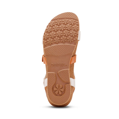 Veronica Arch Support Sandal - Tan White Multi