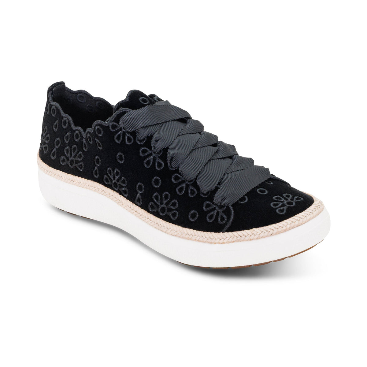 Charlotte Lace-Up Sneaker - Black Velvet