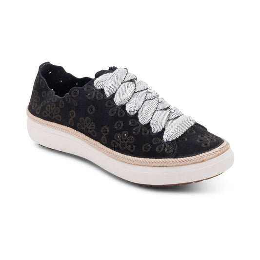 Charlotte Lace-Up Sneaker - Black Nubuck