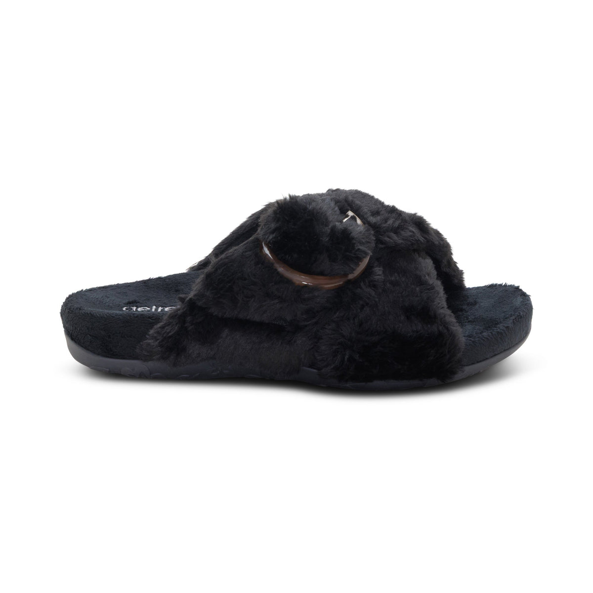 Macy Open-Toe Slipper - Black