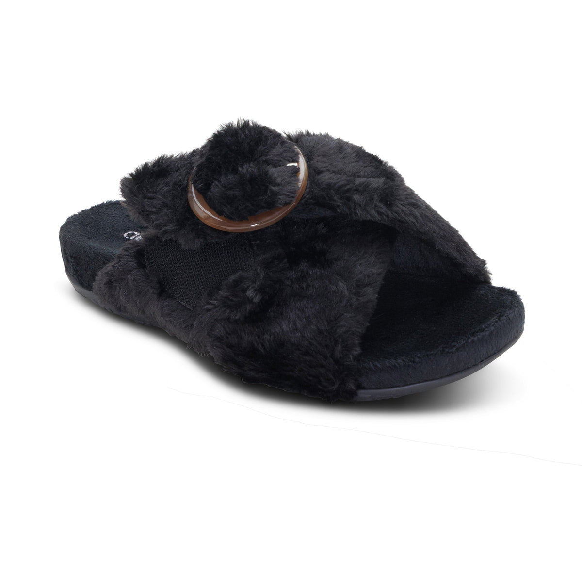 Macy Open-Toe Slipper - Black