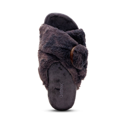 Macy Open-Toe Slipper - Charcoal