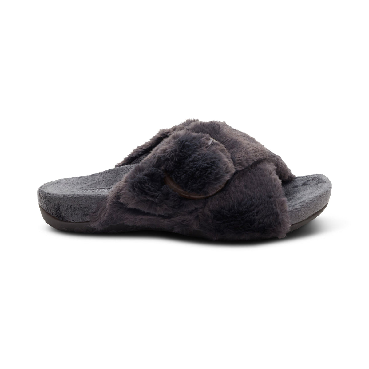 Macy Open-Toe Slipper - Charcoal