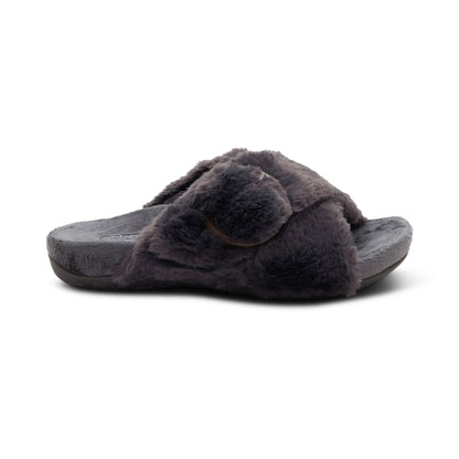Macy Open-Toe Slipper - Charcoal