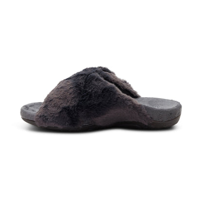 Macy Open-Toe Slipper - Charcoal