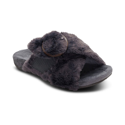 Macy Open-Toe Slipper - Charcoal